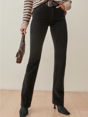 Reformation sz 27 Peyton High Rise Boot Cut Classic Black Jeans organic cotton